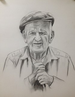 Старость, бумага, уголь, 59*42, 2019 г.
