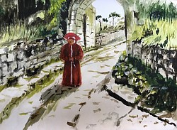 В молитвах, акварель, бумага, 29*42, 2021 г.