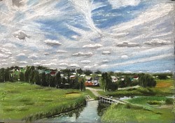 Облака. Пастель, бумага. 2024.