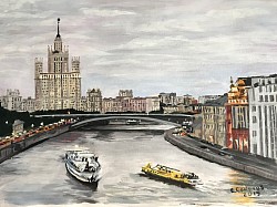 Москва. Акрил, бумага. 2019