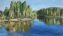 Летом у воды, х. м., 60*100, 2019.