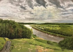 Река Ока. Пастель, бумага. 2025